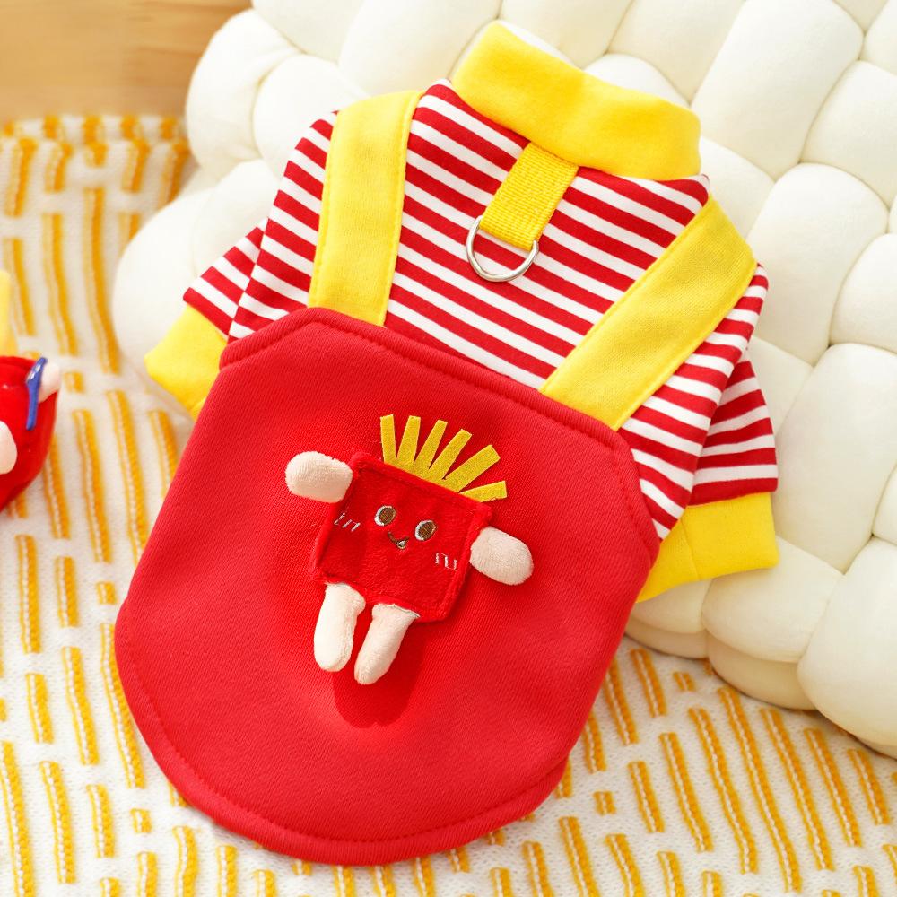 Домашняя собака Собачья одежда Кошка Осень и Зима Бархатный свитер для собаки Полосатый Средняя собака Корги Французский бульдог Послушный Кошачьи принадлежности