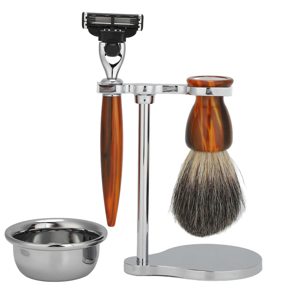 4 шт. Профессиональный мужской набор для бритья Традиционная ручная бритва Помазок для бритья Мыльница Подставка для бритья Набор