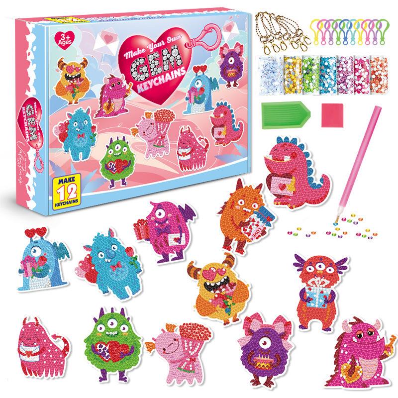 Mermaid Unicorn Ice Cream DIY Diamond Painting Keychain for Children