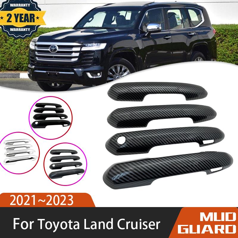 Автомобильная черная дверная ручка из углеродного волокна ABS для Toyota Land Cruiser 300 J300 2022, аксессуары Lexus LX J310 ~ 2023, автомобиль