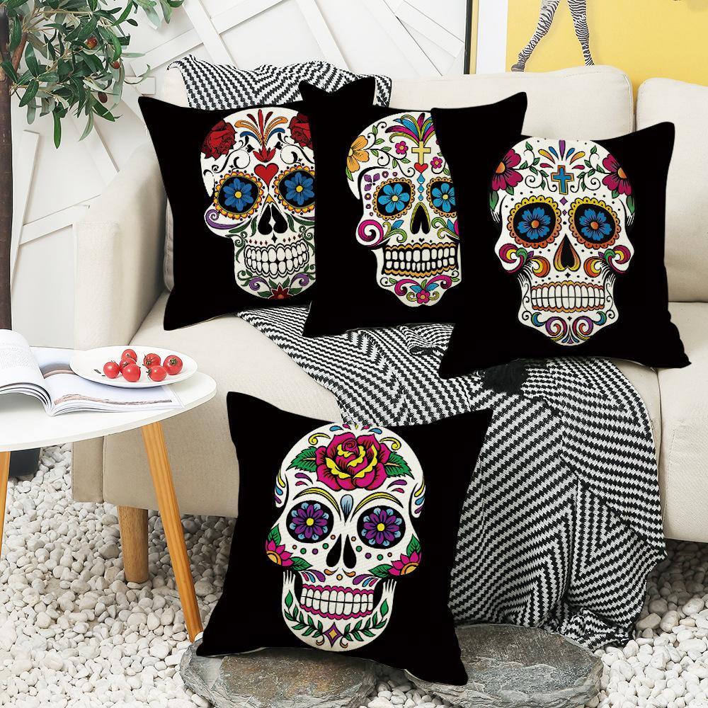 New Day of The Dead Skull Pillow Cover Skull Decoration Sofa Bedroom Pillow Cover Bedside Backrest
