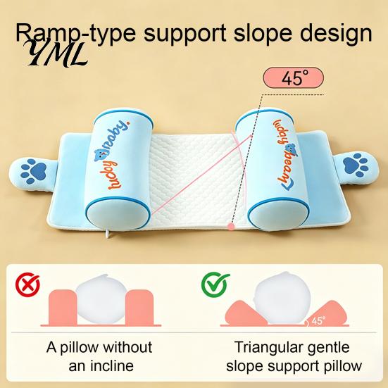 Adjustable Spacing Pillow Baby Head Shaping Pillow, Breathable Anti-Flat Crib with Portable Travel Air Rollers, Ergonomic Newborn Sleep Support