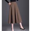 Осенняя мода Элегантная длинная юбка А-силуэта с высокой талией для женщин