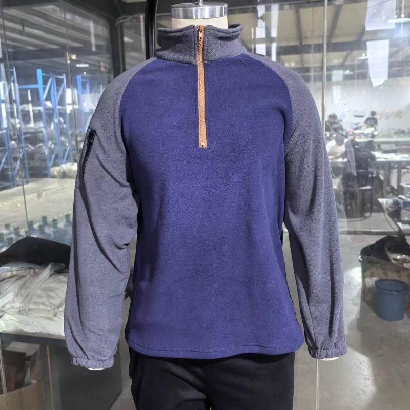 Мужской флисовый свитшот со стойкой, на молнии до середины, с длинными рукавами, карманом на молнии на рукаве, тактический пуловер для тренировочной одежды
