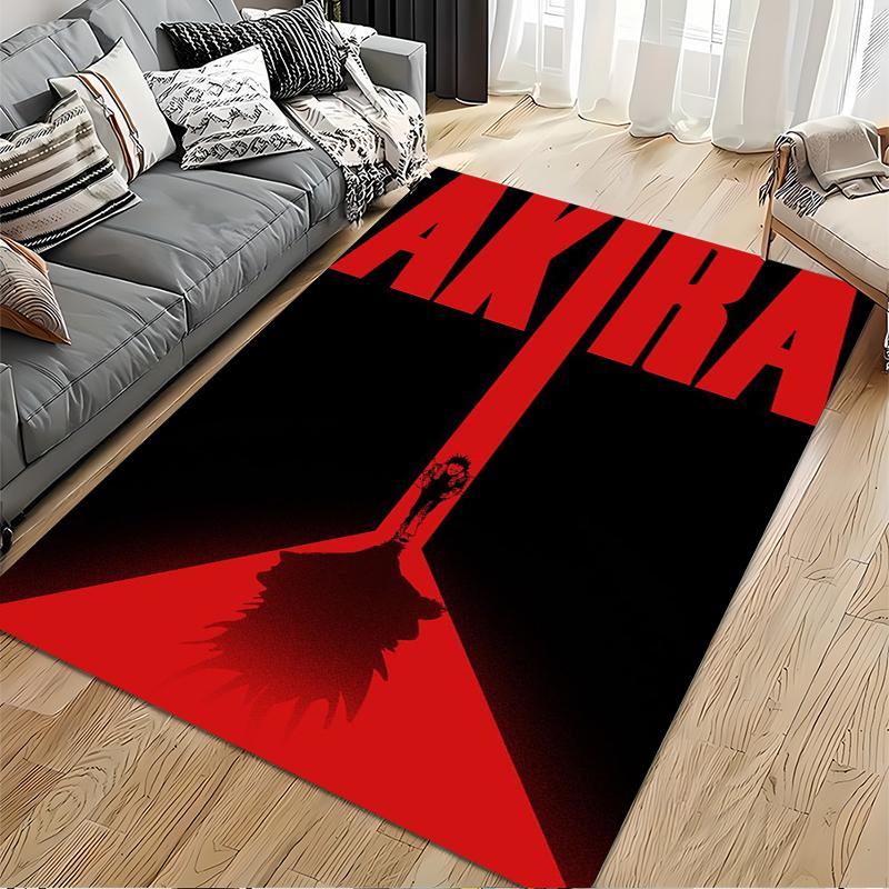 Area Rug, Akira Anime Tetsuo Red Black Minimal Line Poster, Living Room Decor, Non-Slip Mat