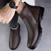 New Fashion Comfort Men's Chelsea Boots Genuine Leather Ankle Boots Side Zipper Man Business Shoes Warm Plush Fur Winter Boots
