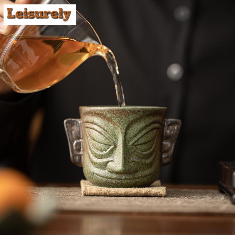 Творческая керамическая чашка для чая Kiln Change Green, чашка Sanxingdui Coarse Master Cup, чаша для дегустации рыбы Dargon, чайная чаша Chazhan Kung Fu