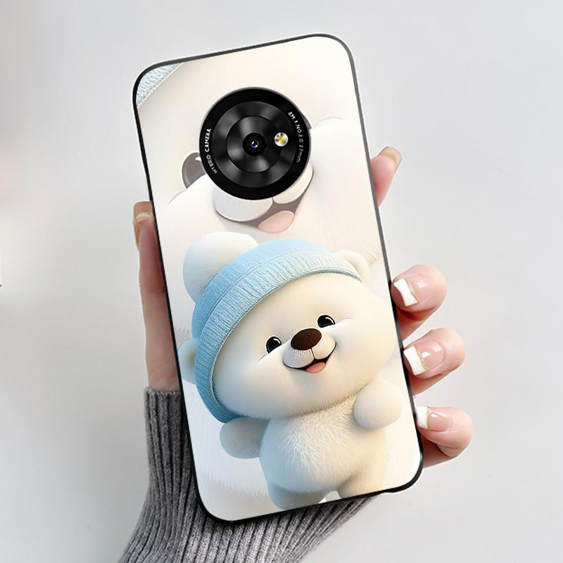 New Unique Cartoon Design Soft Silicone Black Casing For TCL Suixuetang M1 Fluffy Kitten Pattern Shockproof Protective Cover