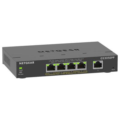 Коммутатор Ethernet PoE 5 портов - NETGEAR - GS305EPP - Управляемый - Бесшумный - 120 Вт PoE+