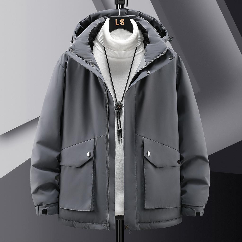 Large Size Assault Jacket for Men, Down Cotton Jacket with Added Fat, Loose Outdoor Mountaineering Waterproof Jacket