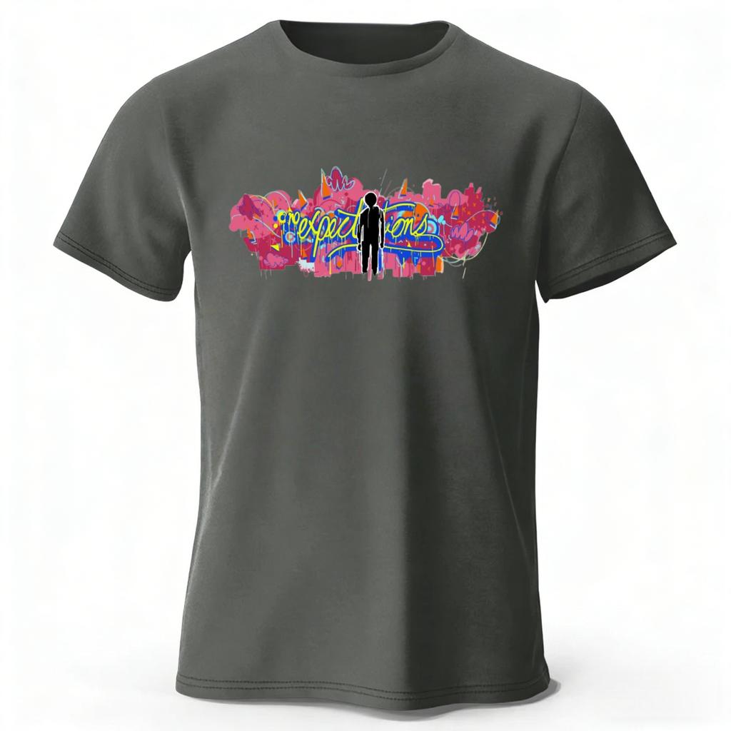 Trendy Street Color Graffiti Style Pure Cotton Tshirt for Menwomen Fashionable Casual Plus Size Loose Short Sleeved Soft Top