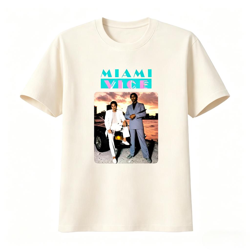 Miami Vice V3 Футболка Белая Дизайн Кинопостера Streetwear Унисекс Одежда и Женская Одежда Футболка 2026 Лето Новая Футболка