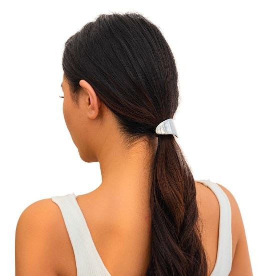Geometric Metal Hair Tie, Alloy Elastic Ponytail Holder for Women, Minimalist Square Hair Ring for Daily Commuting Use