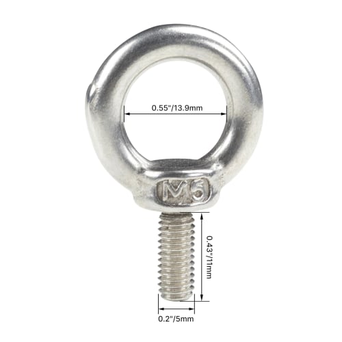 HFS (R) Stainless Steel Eye Bolts, Fixed/Hanging Hardware, Rust-Resistant, Weather-Resistant, Strong, M5, 10 Pieces