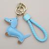 Модный кожаный плетеный шнурок Брелок с собакой таксой Мультяшный милый автомобильный брелок Горячий подвес для сумки