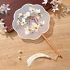 Handheld Silk Fan with Tassels Pendant Tuan Fan Chinese Style Embroidery Fan Photography Prop