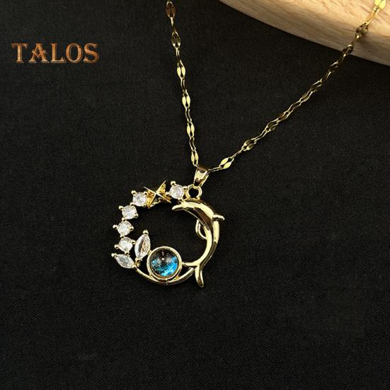 Ожерелье в виде звезды дельфина с кубическим цирконием, подвеска в виде планеты неба, ожерелье с изображением океанских животных, цепочка для ключицы, подарок для женщин