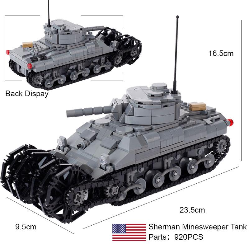 MOC Вторая мировая война Армия США Основной боевой танк Конструктор Истребитель LCM3 Бронированная машина Кирпичики Игрушки Подарок для мальчиков