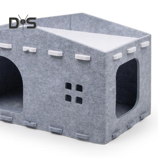 Кошачья кровать, большая пещера для кошек, гнездо, домик для домашних животных, войлочное игровое и оздоровительное пространство для кошек, домик для домашних животных, куб для укрытия 2 в 1, когтеточка для кошек, лежанка для домашних кошек