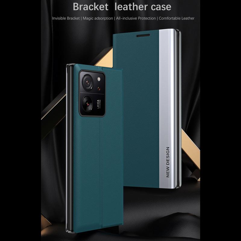 Luxury Leather Magnetic Flip Case for Xiaomi 14t 13t Poco X6 Pro X5 Redmi 14c Note 13 12 Pro Bracket Shockproof Pc Hybrid Slim Folding Cover