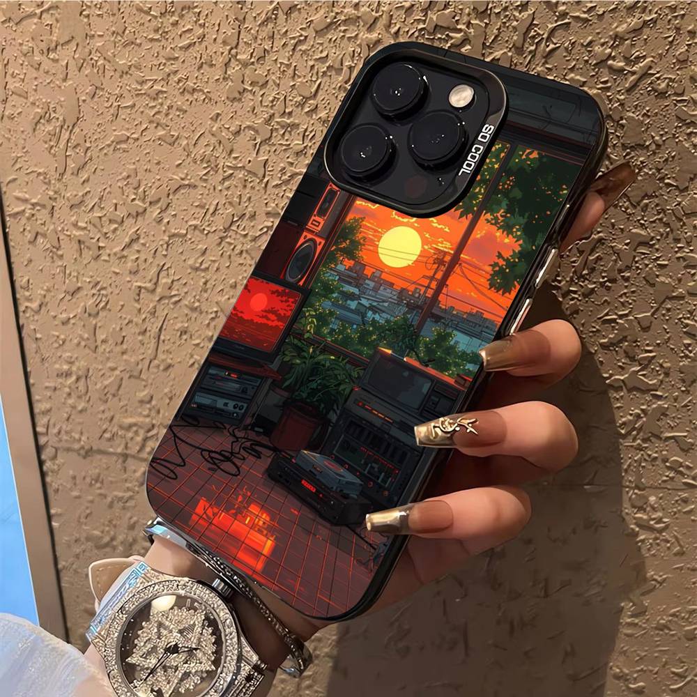 Sunset Scenery Phone Case For iPhone 17,16,15,14,13,12,X,8,Pro,Max,Plus,E,SE4,Air,Mini IMD Matte Black