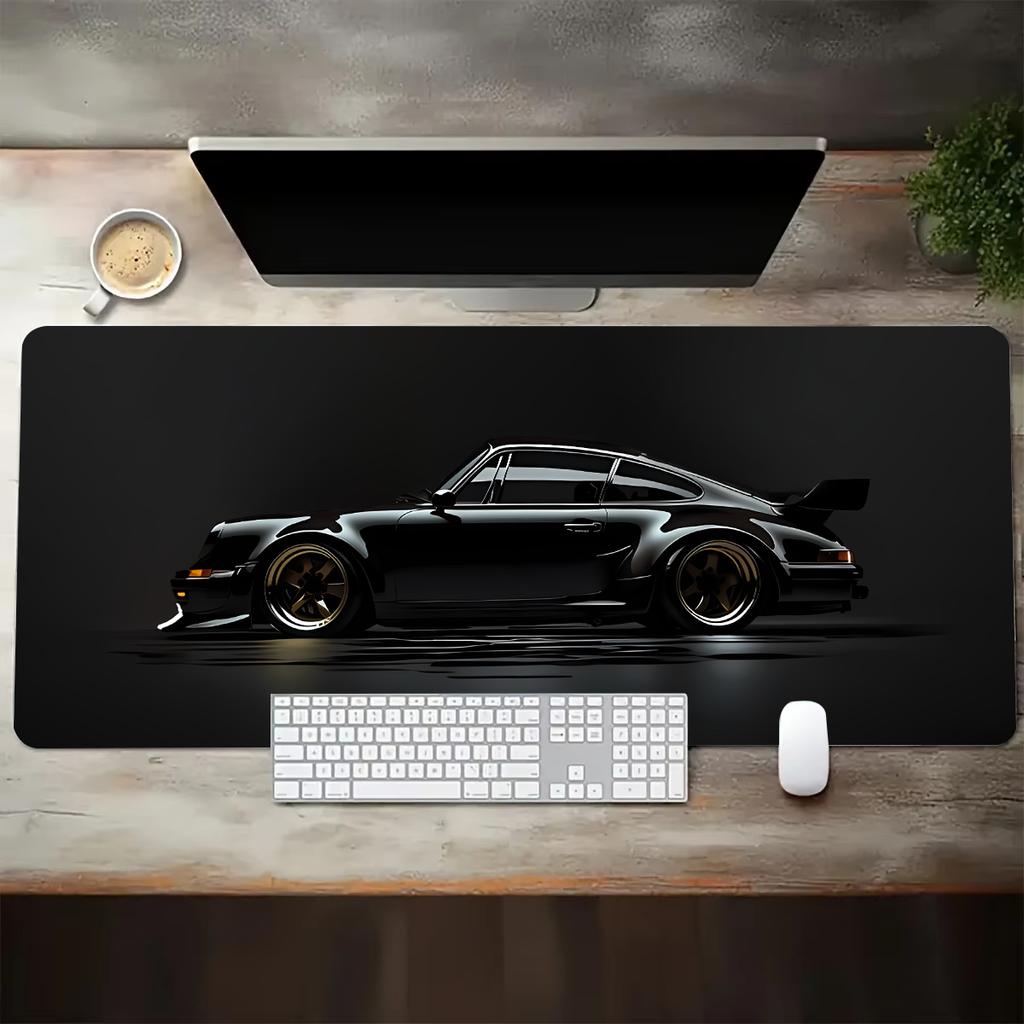 Large White Sports Car Design Gaming Mouse Pad -Slip Rubber Base Extended Desk Mat for Gamer Use Computer Accessories