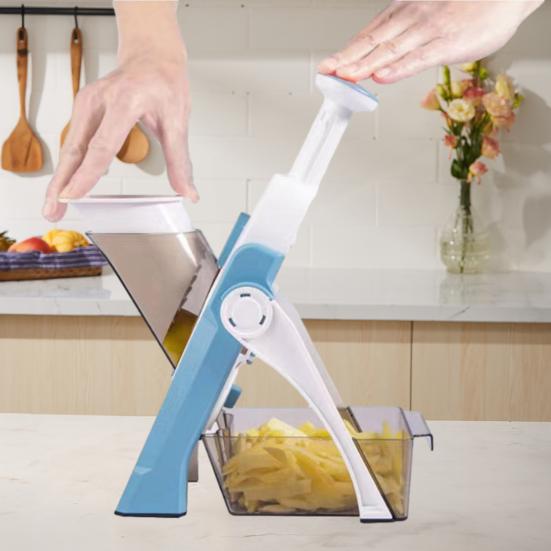 Настольная овощерезка с 5 лезвиями, регулируемая толщина, многофункциональный резак для моркови, картофеля, редиса, инструмент для нарезки овощей, кухонные гаджеты
