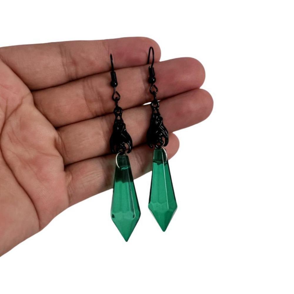 Темнота Черный Красный Кристалл Капля Серьга Гот Вампир Летучая мышь Капли для ушей Кольца Готика Роза Хэллоуин Косплей Аретес Серьга