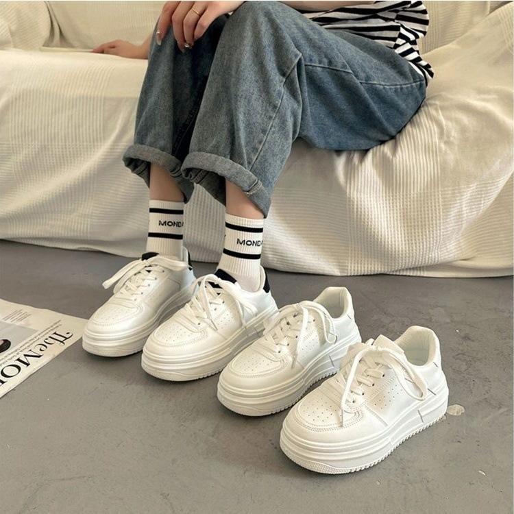Women's Thick Bottom Muffin Shoes Casual Shoes Sport Board Shoes Height Increasing White Shoes