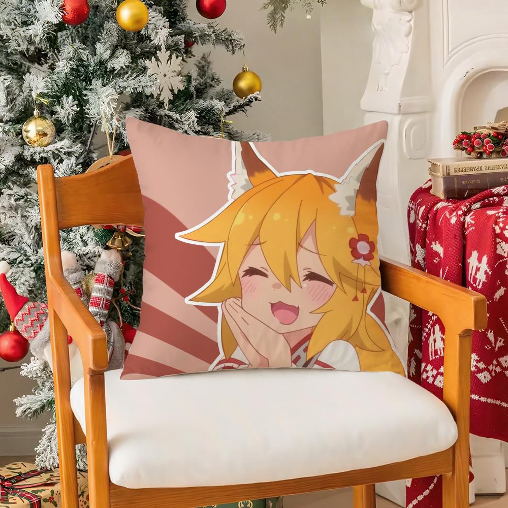 The Helpful Fox SenkosanAnime Pillow Case Silky Short Plush with Invisible Zipper Dustproof Sofa Cushion Cover for Home Decor
