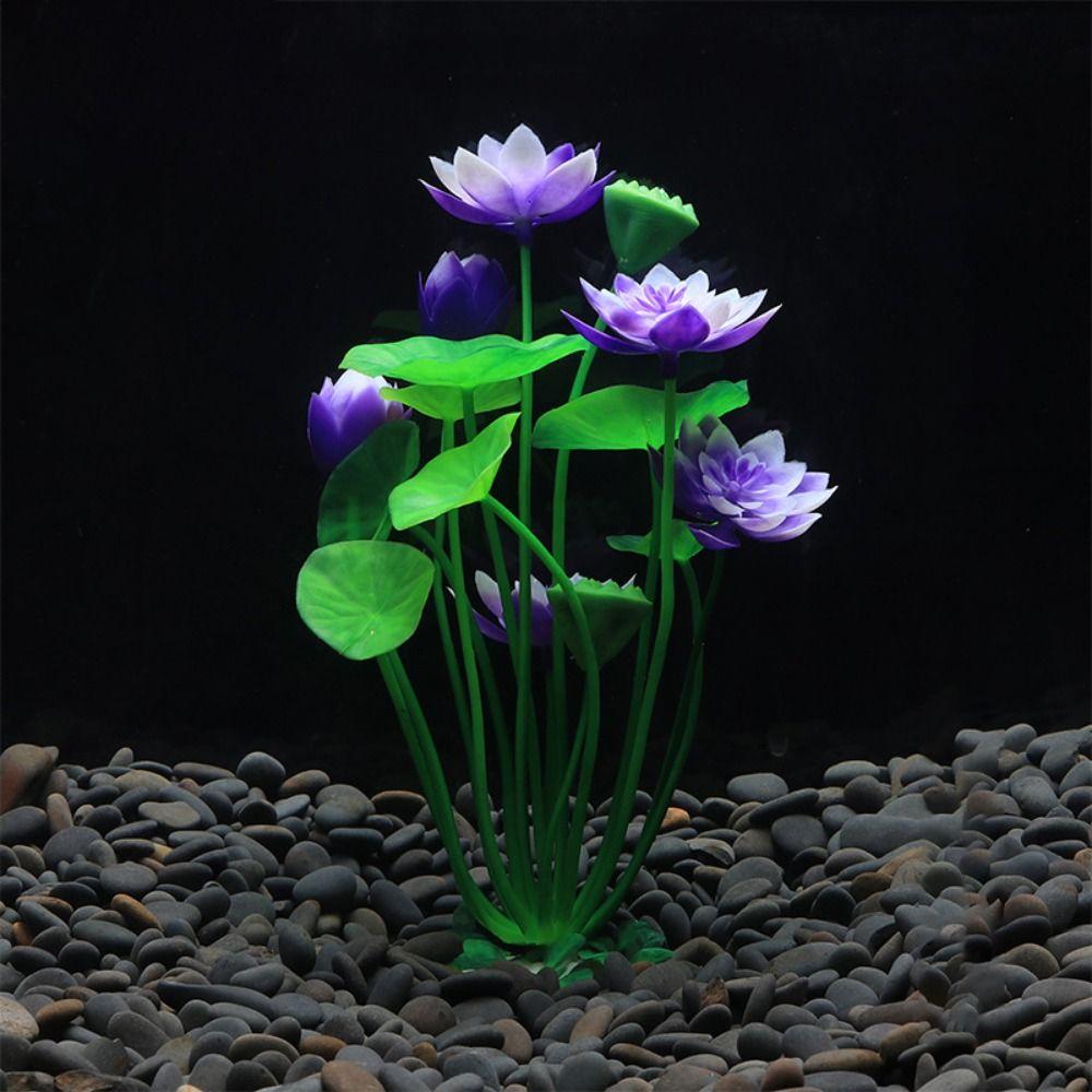for Fish Tank Decor Beautiful Plasitc Water Grass Artificial Lotus Lotus Ornaments Aquatic Flower