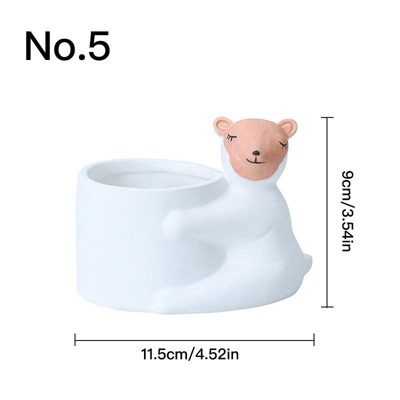 Cute Animal Flower Pot Ceramic Planter Home Decor Desktop Art Ornaments Bonsai Succulent Pot Plant Pot Garden Decoration