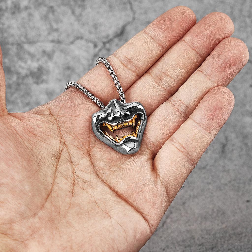 Клыки Самурая Демон Нержавеющая Сталь Мужские Ожерелья Кулон Цепочка Готика Панк для Парня Мужские Украшения Креативность Подарок Оптом