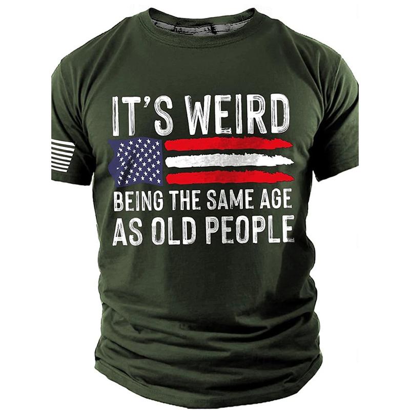 Летний топ с круглым вырезом, 3D-принтом в стиле ретро с флагом, модная повседневная дышащая мужская футболка с коротким рукавом