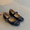 Sheepskin Version~ Gentle Wind Shallow Mouth Rivets Mary Jane Single Shoes Women's Versatile Flat Bottom One Word with Ballet Shoes