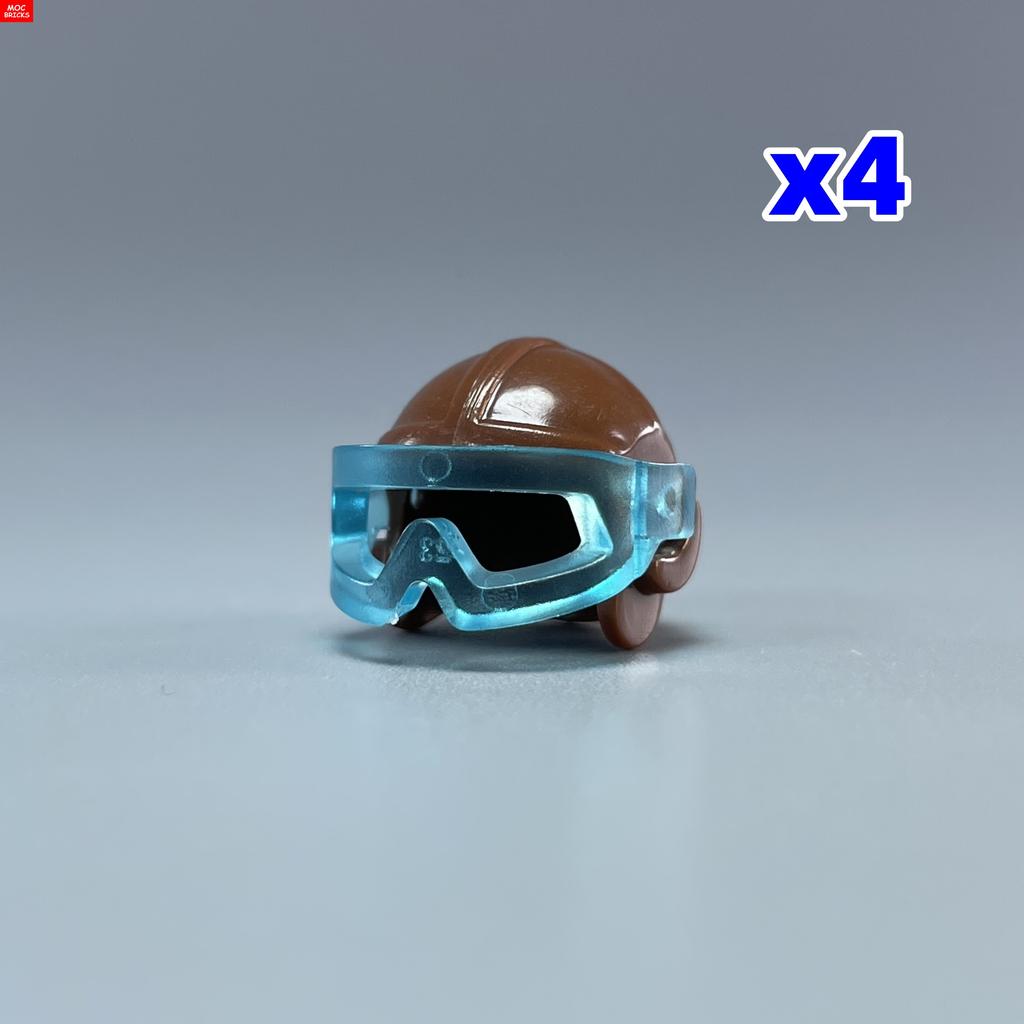 MOC Bricks 30170 30171 Pilot helmet Headgear Visor goggles 4cm Figure Wear DIY Building Blocks Toys Birthday Gifts