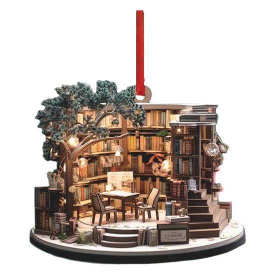 Рождественский книжный магазин Yousheng, украшение из акрила, сложенная книга, подвесное украшение, рождественская елка, книжный подарок для любителя книг, праздничный декор для дома в виде елки