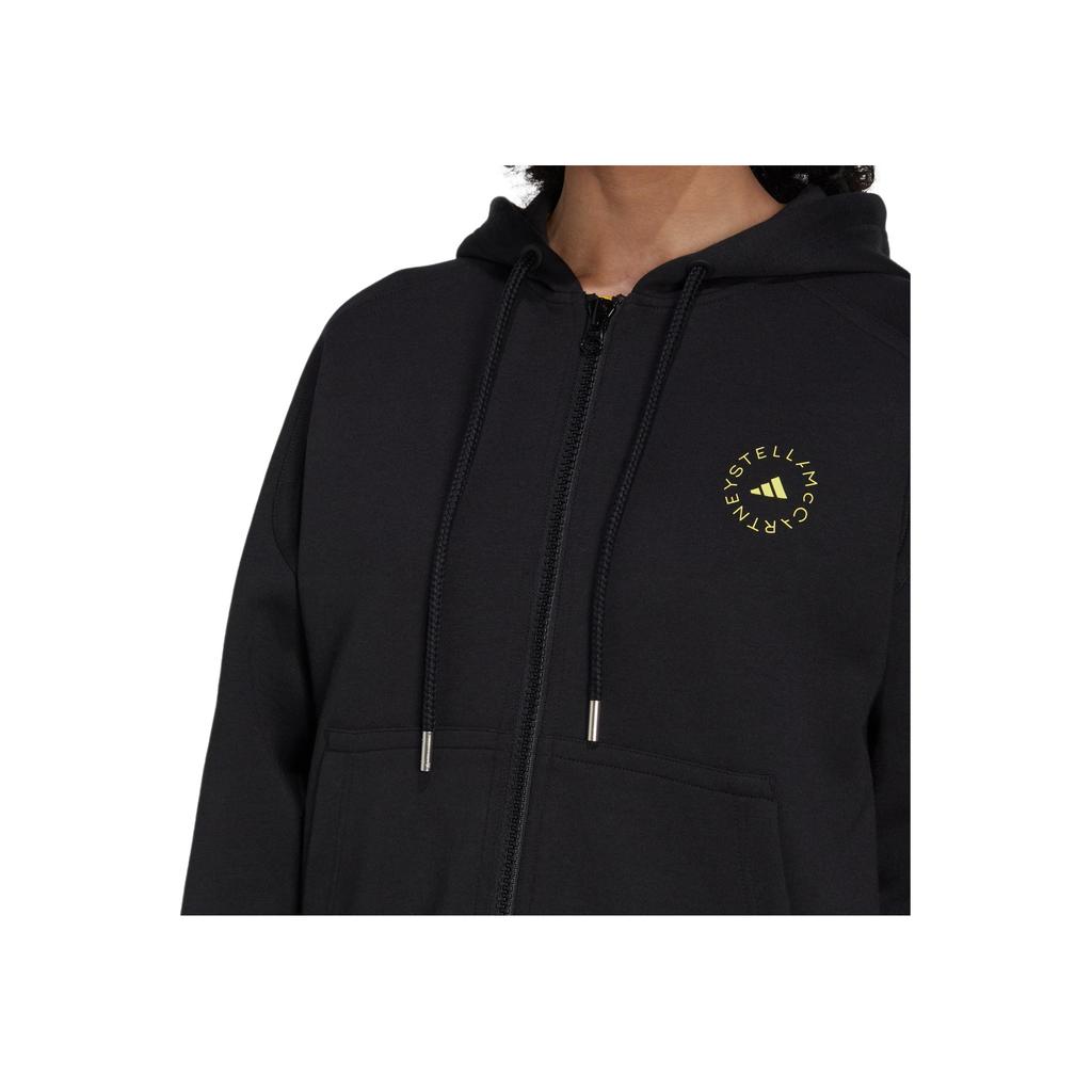Adidas Совместная худи Fz X Stella Mccartney, однотонная куртка с капюшоном на молнии и принтом логотипа, женская куртка черного цвета HI6061