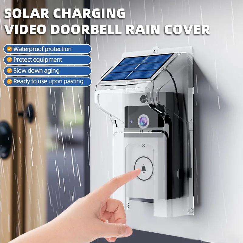 Solar Powered Rainproof WiFi Video Door Bell, Digital Peephole Design, Waterproof Night Vision Smart Intercom Security Camera
