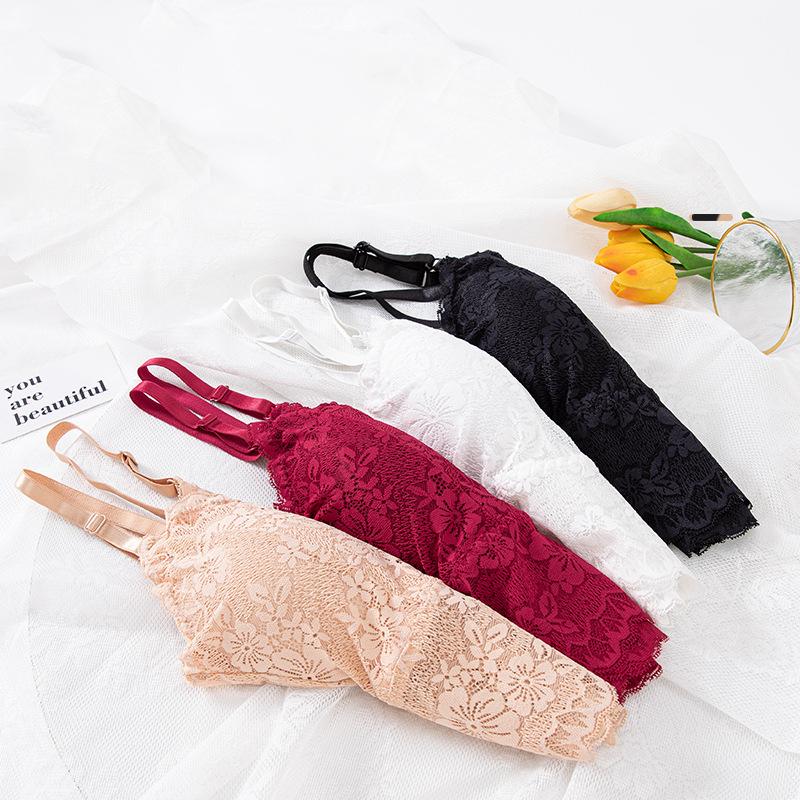 Fashion Sleeveless Lace Vest Wirefree Padded Bra Short Camisole Fitness Underwear Floral Lace Bra
