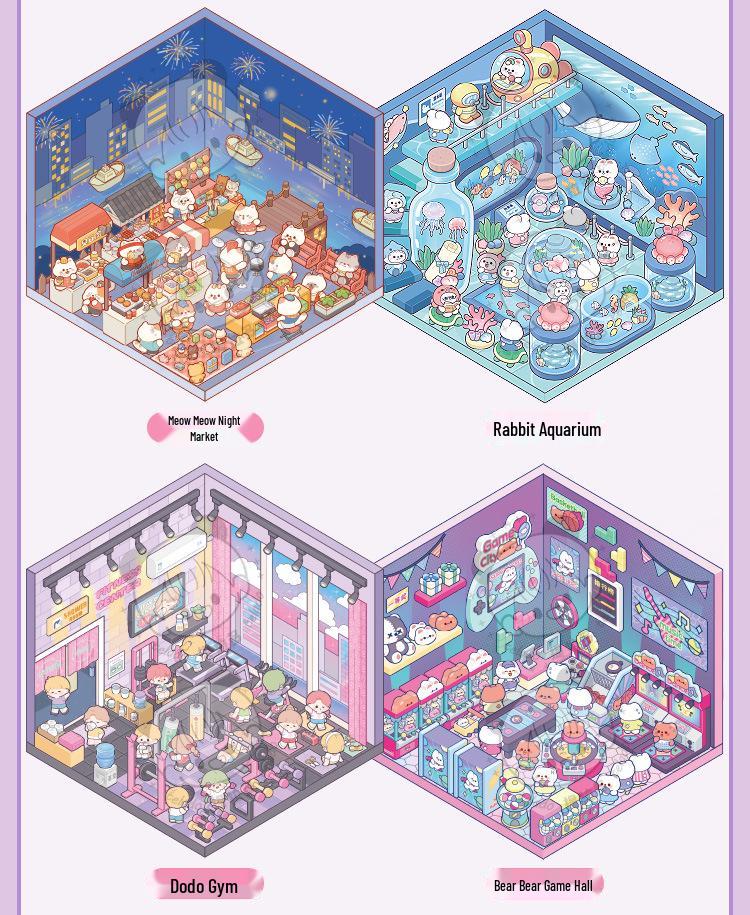 Tirado 3D Stereo DIY Miniature Scene Sticker Book: Student Planner Decoration Material