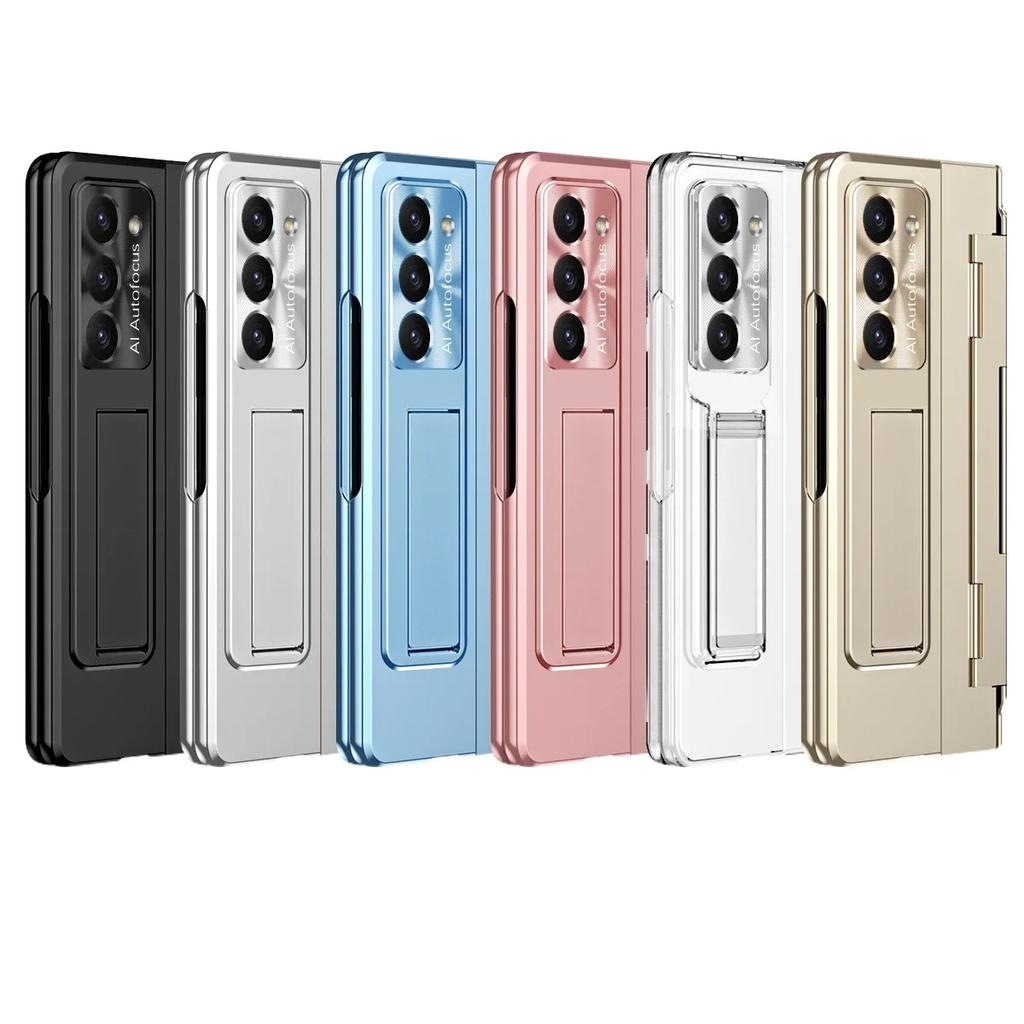Тонкий пластиковый чехол для Samsung Galaxy Z Fold 6 5 4 3, защитная пленка на шарнире с подставкой, противоударный держатель с полным покрытием