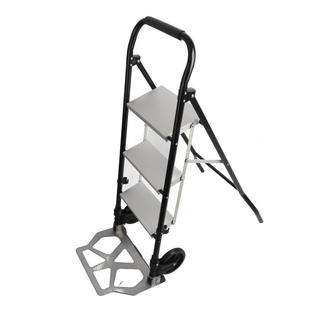 Foldable 3 Step Ladder Ergonomic Portable Non Slip Space Saving 3 Step Folding Stool Ladder Cart for Home