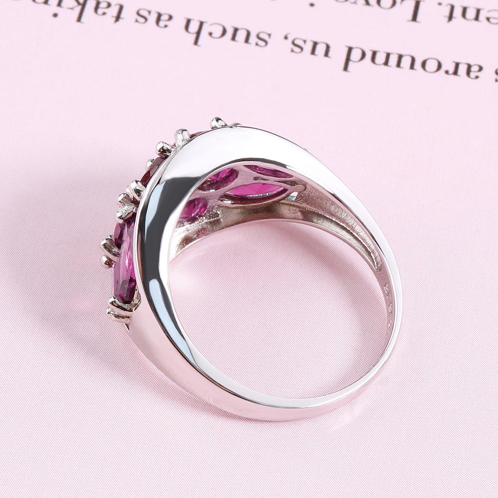 Модный дизайн, натуральный родолит, гранат, женское кольцо из стерлингового серебра 925 пробы, ювелирные изделия, подарок на юбилей, банкет