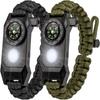 Men Outdoor LED Light Survival Compass Umbrella Rope SOS Bracelet Emergency Rescue Wristband Compass Sport Whistle Bracelets