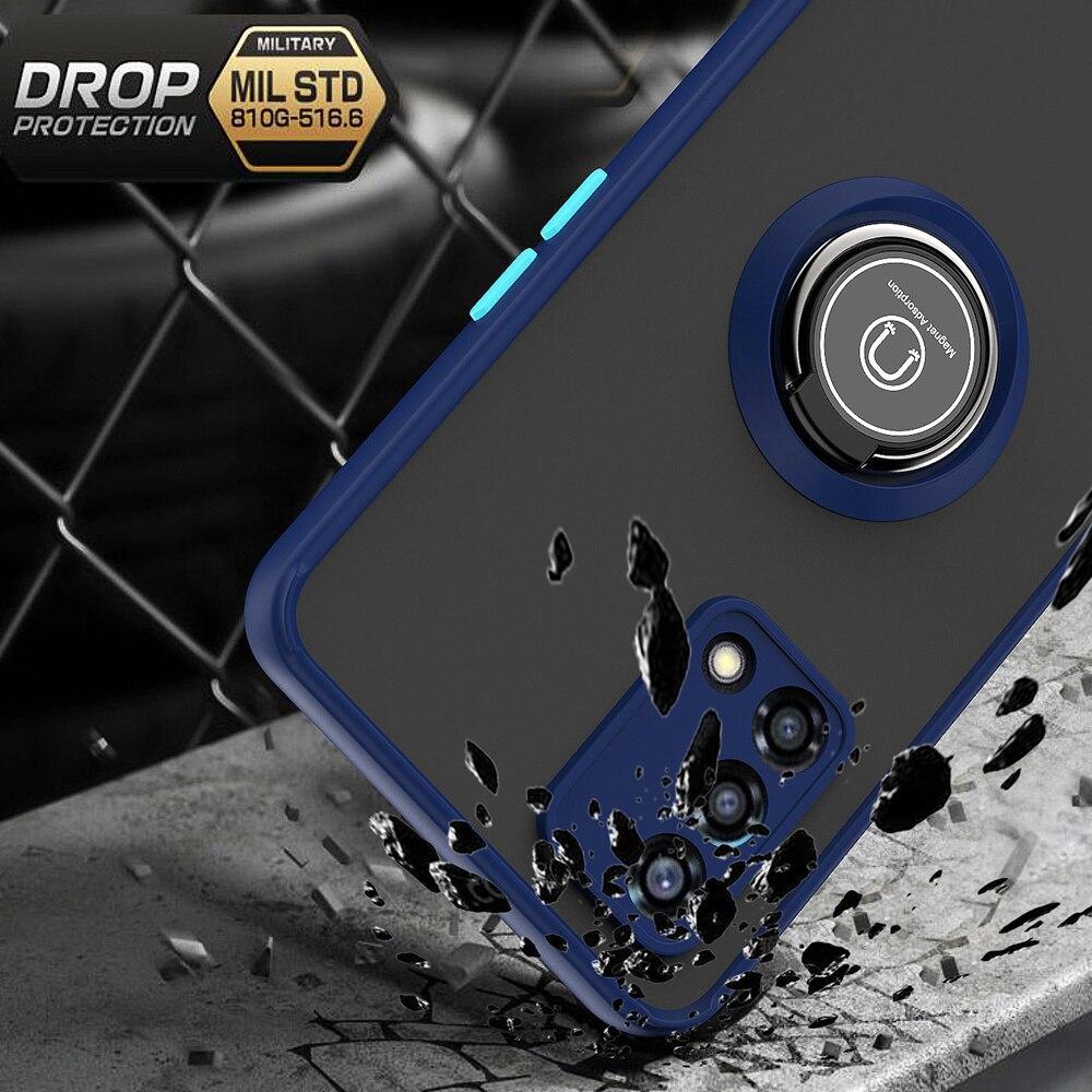 KEYSION Fashion Matte Case for OPPO A74 A95 F19 Pro Transparent Shockproof Ring Stand Phone Back Cover for OPPO Reno 6 5 Lite 5F