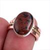 Natural Mahogany Red Obsidian Gemstone TwoTone 925 Sterling Silver Ring S.6 o8T63