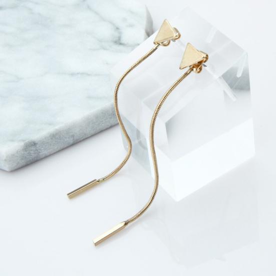 Women Geometric Triangle Stud Earrings Long Tassel Party Jewelry Gift