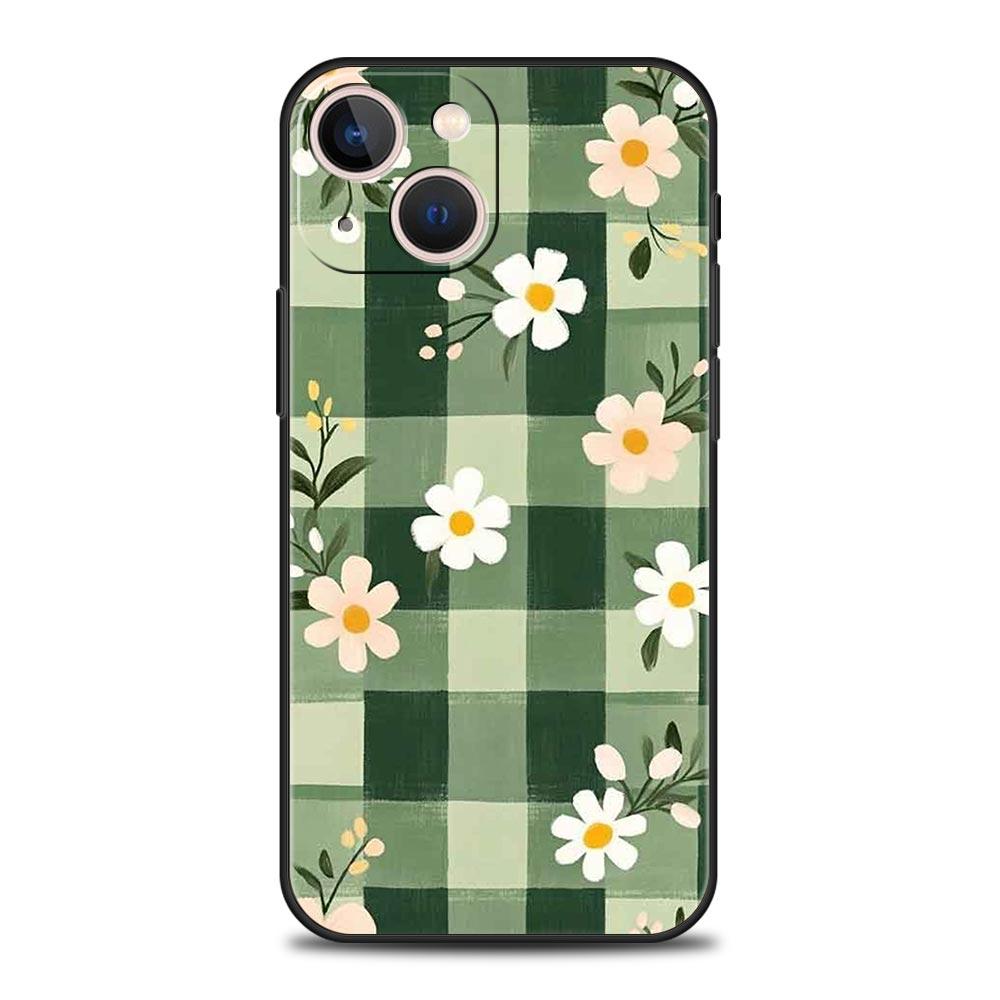 Стильный чехол для телефона с цветочным дизайном для iPhone 17 Air 16 Plus 13 15 14 12 11 Pro MAX 7 8 SE Мягкий ТПУ Ударопрочный чехол Funda