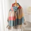 Luxury Fashion Rainbow Color Plaid Designer Winter Scarf Women Cashmere Shawl Outdoor Blanket Wrap Pashmina Tassel Warm Lady
